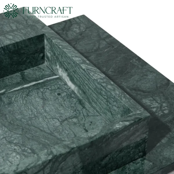 Azzurra Vanity White Metal Green Marble