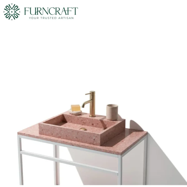 Azzurra Vanity White Metal Pink Terrazzo