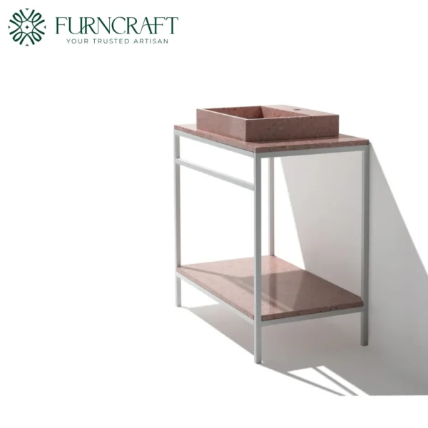Azzurra Vanity White Metal Pink Terrazzo