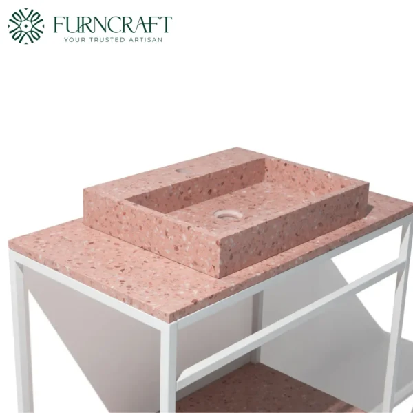 Azzurra Vanity White Metal Pink Terrazzo