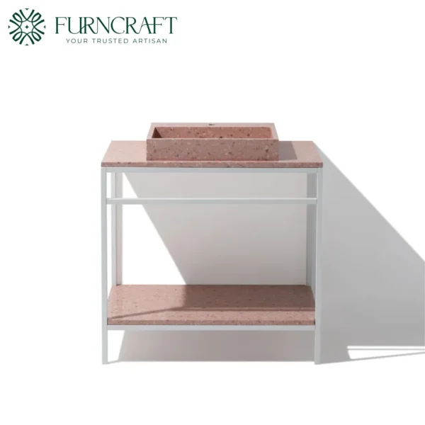Azzurra Vanity White Metal Pink Terrazzo