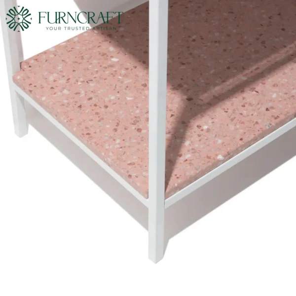 Azzurra Vanity White Metal Pink Terrazzo