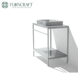 Azzurra Vanity White Metal White Marble