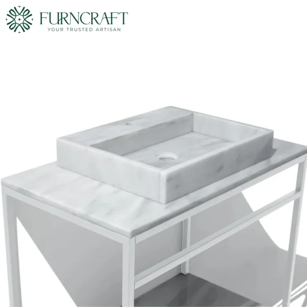 Azzurra Vanity White Metal White Marble
