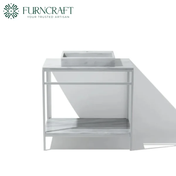 Azzurra Vanity White Metal White Marble