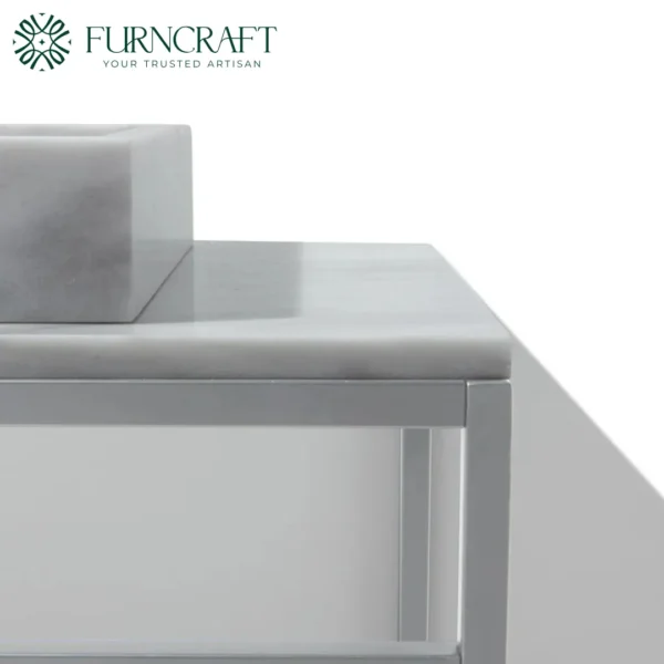 Azzurra Vanity White Metal White Marble