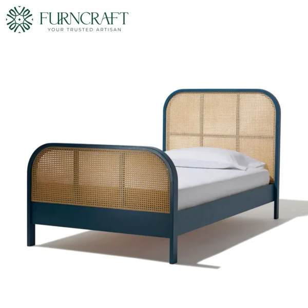 Cane Bed King Ocean Blue