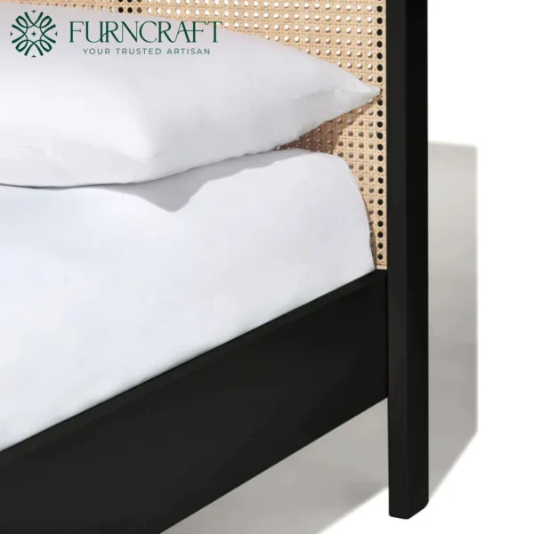 Cane Bed Queen Black