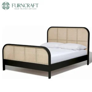 Cane Bed Queen Black