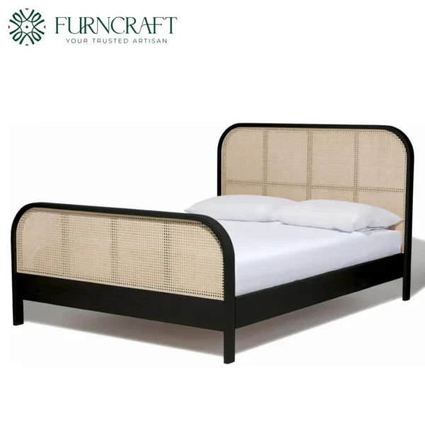 Cane Bed Queen Black