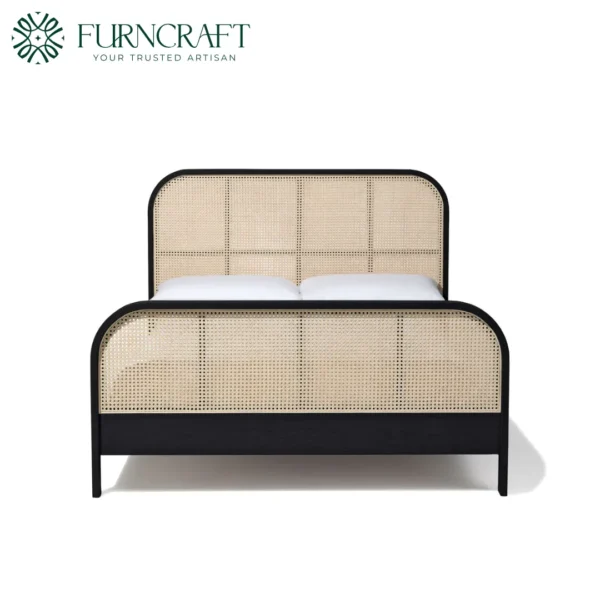 Cane Bed Queen Black