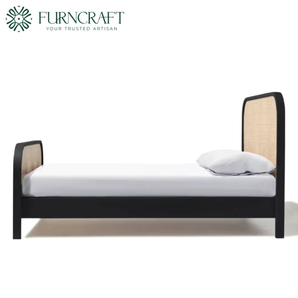 Cane Bed Queen Black