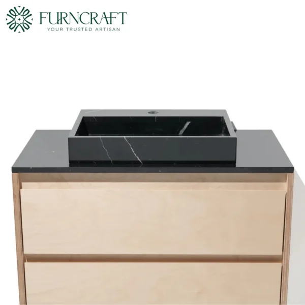 Capri Vanity Birch Black Marble