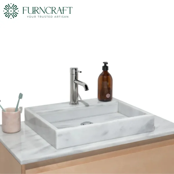 Capri Vanity Birch White Marble