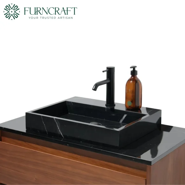 Capri Vanity Walnut Black Marble