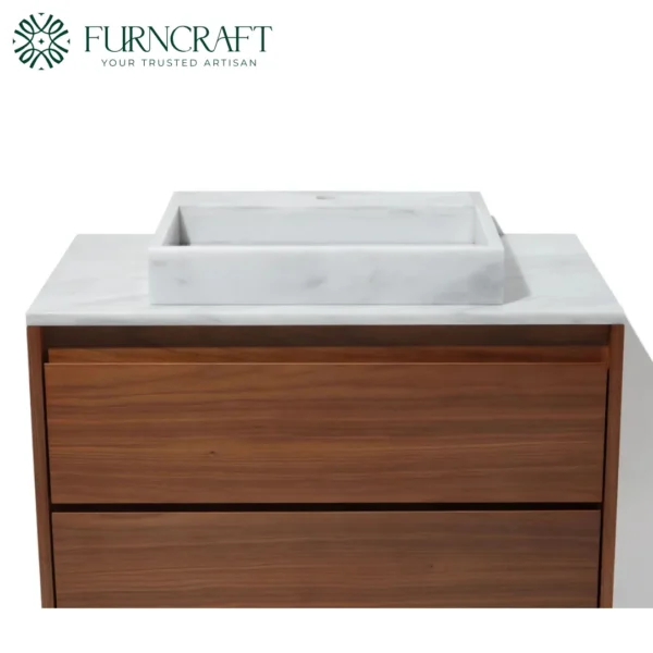 Capri Vanity Walnut White Marble