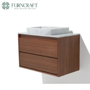 Capri Vanity Walnut White Marble