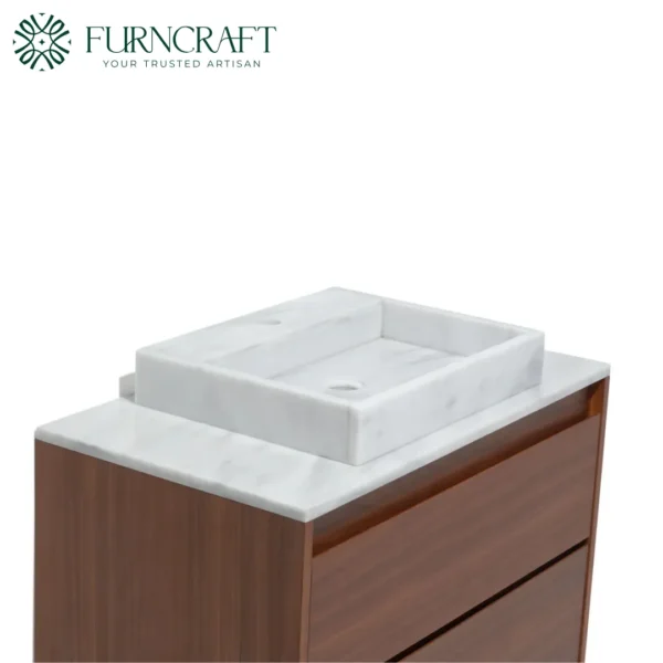 Capri Vanity Walnut White Marble