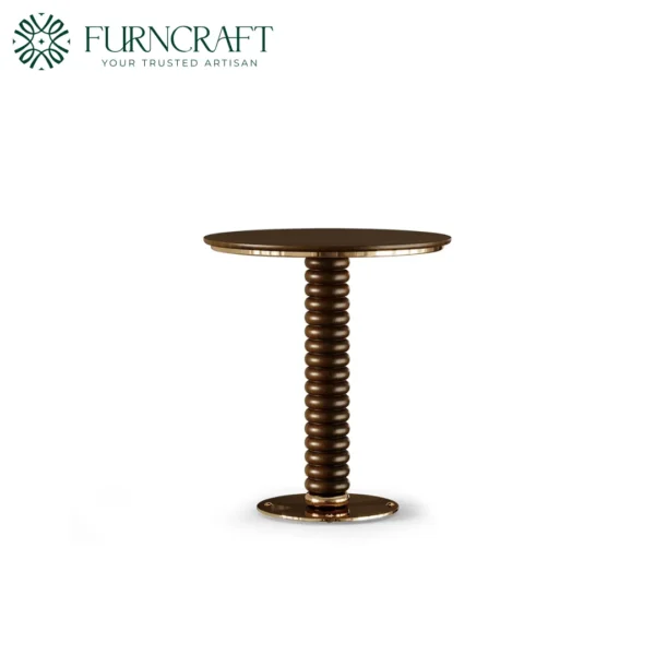 Bar Table Gordon, Luxury Bar Table, Dark Wood Table, Spiral Turned Table, Polished Metal Base, Indonesian Luxury Furniture, Modern Bar Table, Elegant Bar Table, Value For Money Bar Table, Premium Bar Table