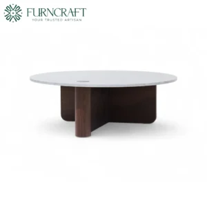 Pivot Round Marble Coffee Table Teak