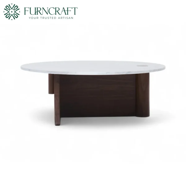 Pivot Round Marble Coffee Table Teak