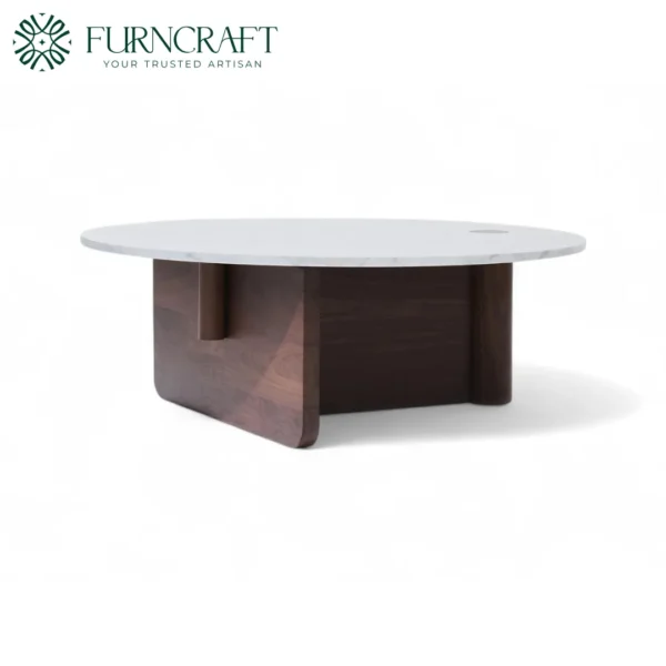 Pivot Round Marble Coffee Table Teak