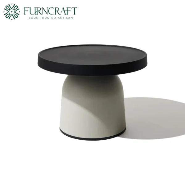 Thick Top Side Table Black Light Brown